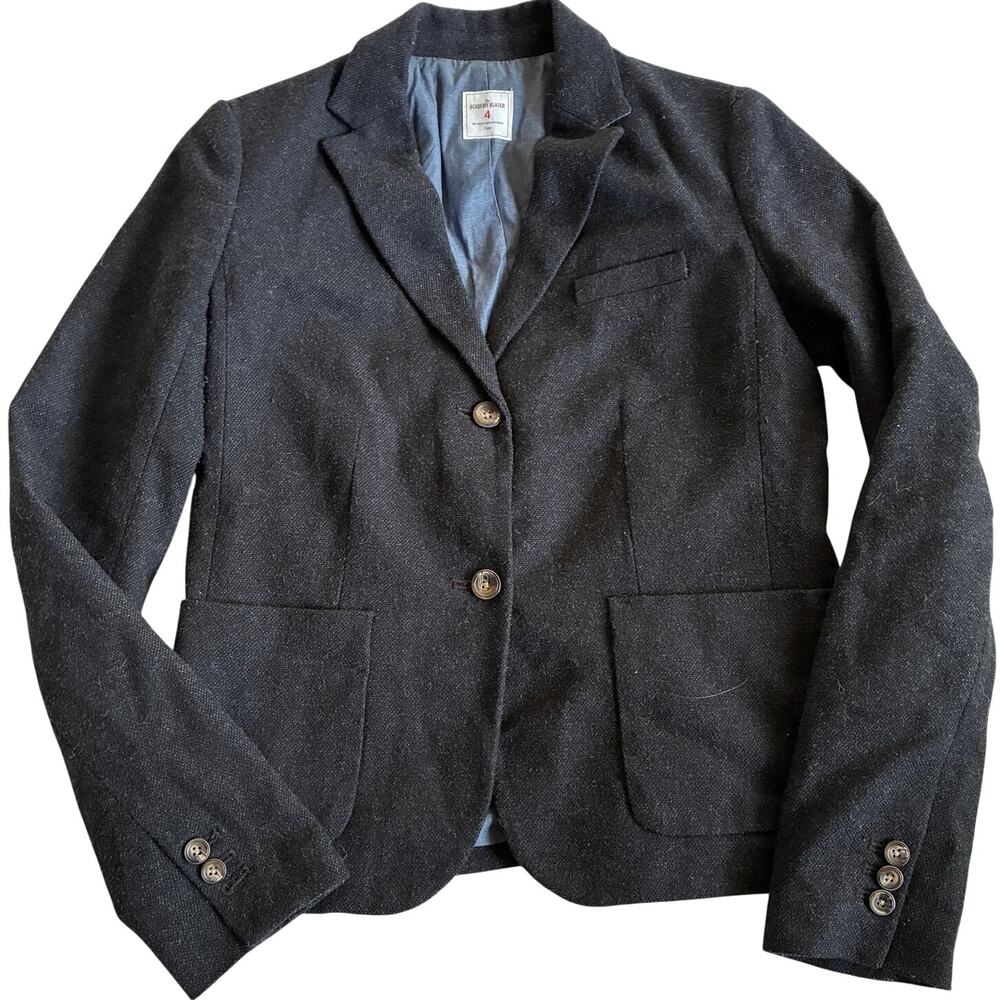 Gap The Academy Blazer Womens 4 Charcoal Wool Blend Lined Jacket Business Career